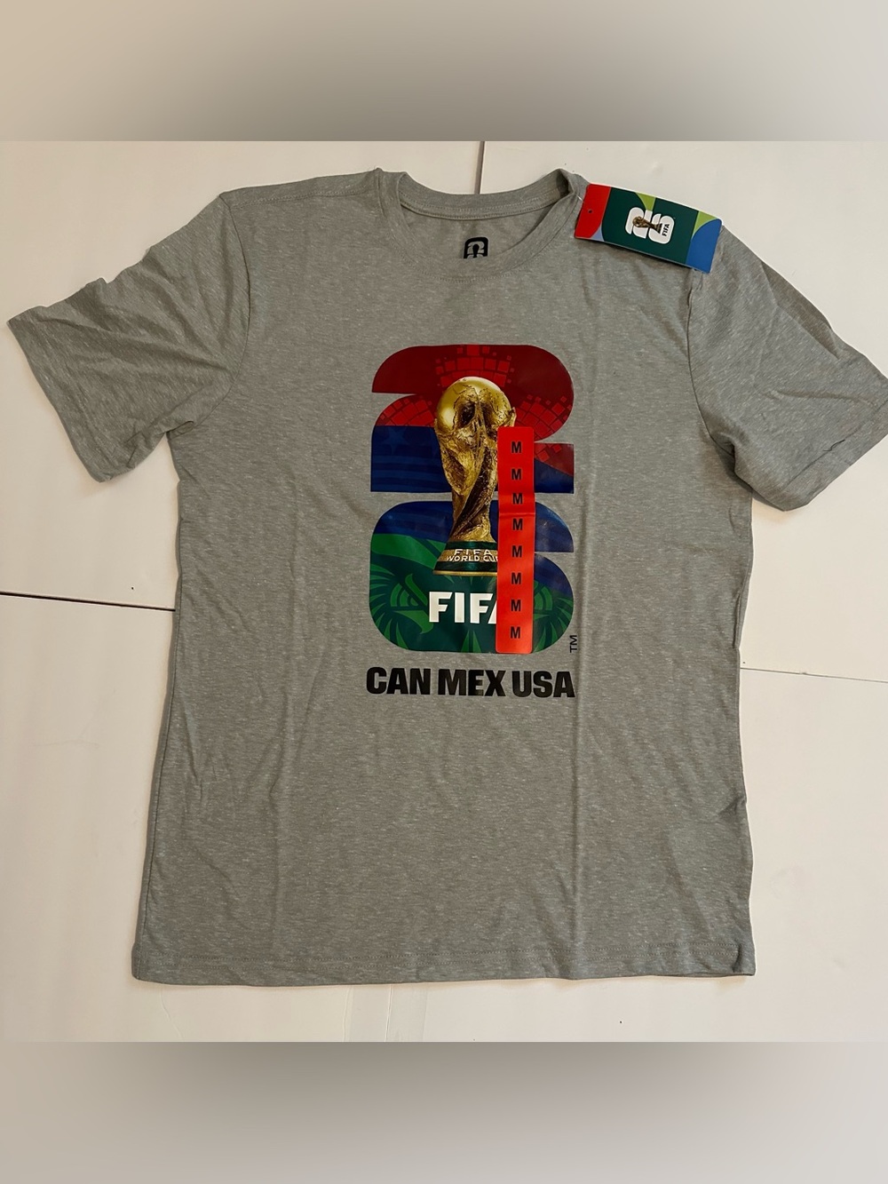 FIFA  Official Licensed World Cup T Shirt Short Sleeve New with Tags Gray M